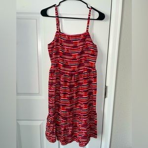 Loft Red/Orange/Yellow/Green Stripped Mini Sleeveless Dress, size 4
